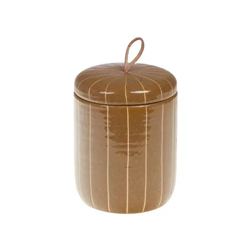 Boîte décorative en céramique marron Chris - Ø 13 x H 17 cm