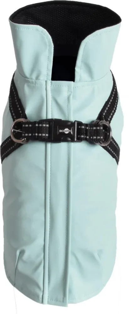 Manteau pour chien coloris bleu glacier avec harnais intégré Bobby Tom - Taille 48L