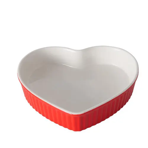 Moule à gâteaux en céramique rouge et blanc Sweetheart petit modèle - 20 x 19 x 3,5 cm