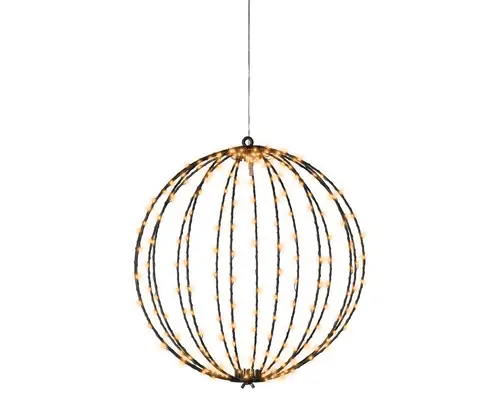 Boule lumineuse noire à 240 micro-LED blanc orangé pour extérieur - Ø 38 cm