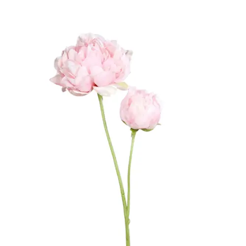 Pivoine artificielle rose vif avec 1 fleur et 1 bouton - 67 cm