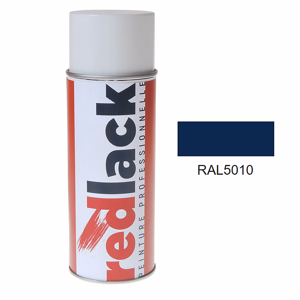 Bombe de peinture Aérosol – spray, 400ml, RAL 5010 Bleu gentiane, Brillant, multisupport, Redlack, RAL5010