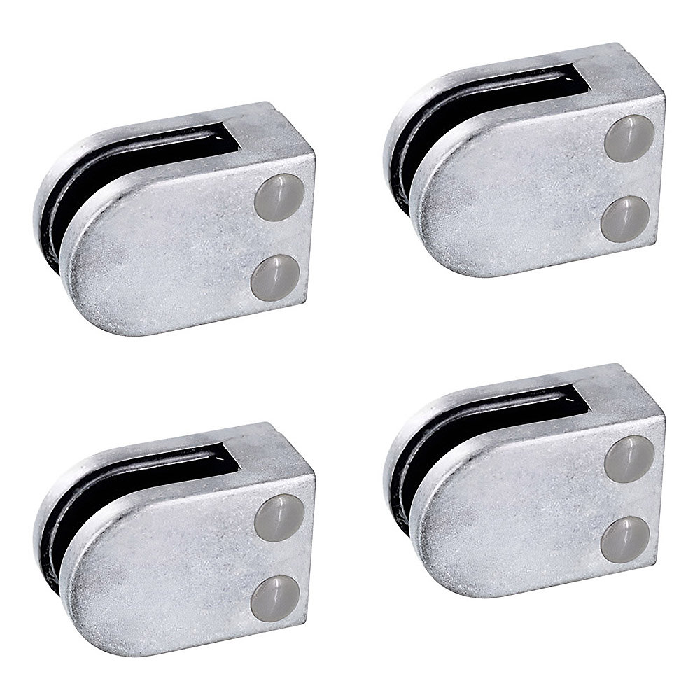 4 x Pince à verre plate modèle 02 – Ep. verre 8 mm | Zamak brut