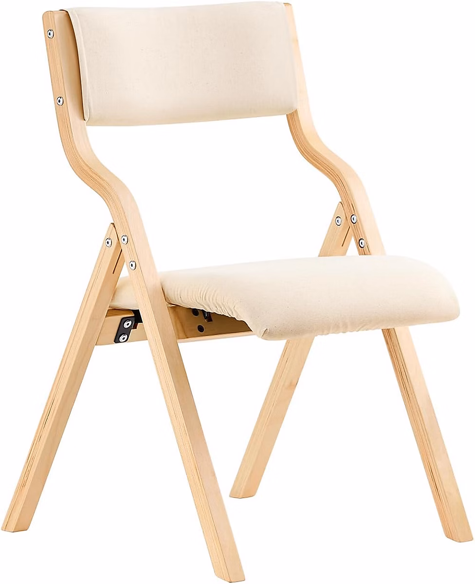Chaise Pliante en Bois avec Assise Rembourrée – pour Cuisine et Bureau | Blanc | FST40 | W | SoBuy