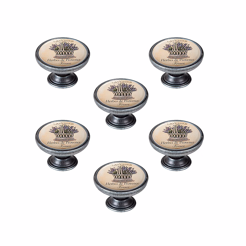 6 Un. bouton poignées de meuble Vintage Retro métal argent vieux trou de clé – diamètre 37MM