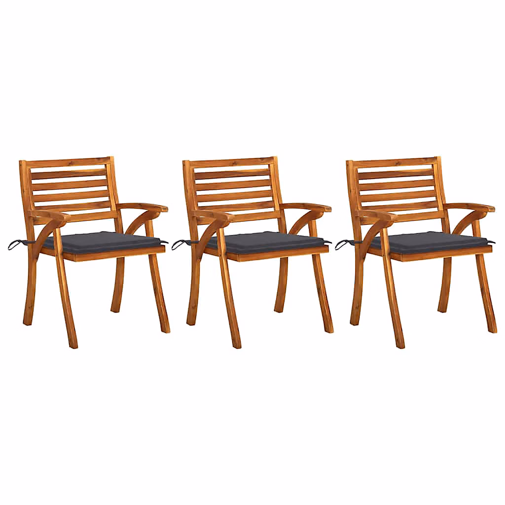 Chaises à manger de jardin avec coussins lot de 3 Acacia massif vidaXL – Réf. NDEKJCNOL1101839681