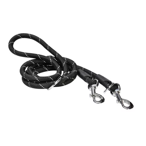 Laisse pour chien coloris noir en nylon rond Bobby Walk 3 positions – Taille unique