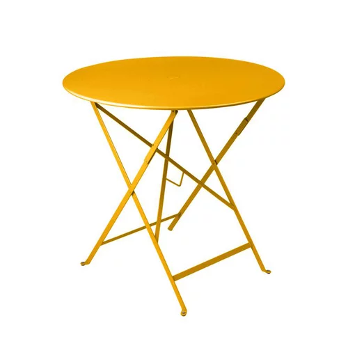 Table pliante coloris jaune miel en acier Fermob Bistro - Ø 77 cm