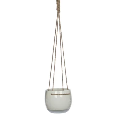 Pot à suspendre blanc en céramique Mica Décorations Resa - H 17 x Ø 18,5 cm