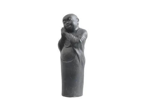 Décoration pour jardin aquatique coloris noir en pierre reconstituée figurine moine debout SEDA - 80 cm