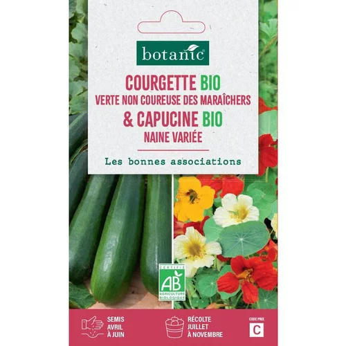 Graines de courgette verte non coureuse maraichers bio et de capucine naine bio botanic® - graines à semer