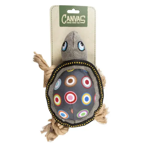Jouet pour chien coloris multicolore peluche tortue Duvoplus Canvas - 27 x 21 x 10 cm