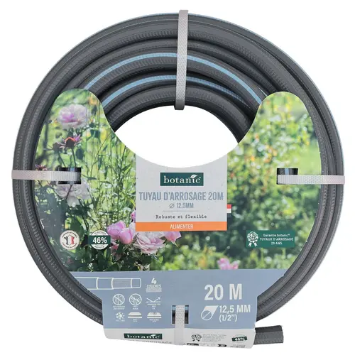 Tuyau d’arrosage 4 couches coloris gris - 20 m x Ø 12,5 mm
