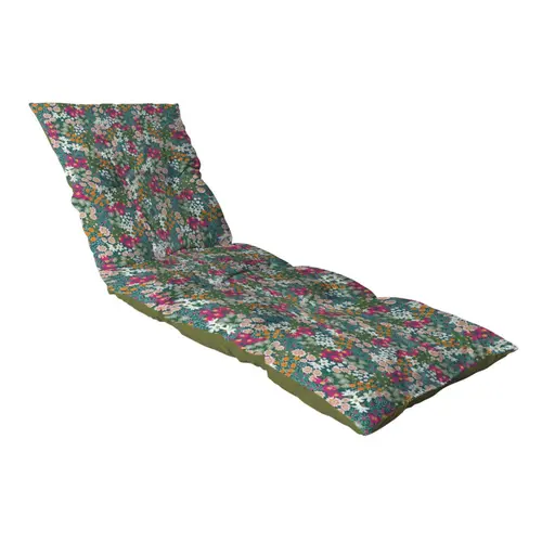 Coussin bain de soleil en polyester/coton fleuri multicolore Flocons La Petite Fleuriste - 180 x 56 x 10 cm