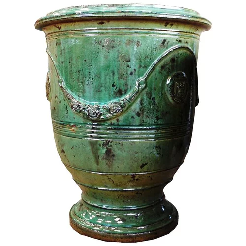 Vase Anduze patine émeraude en terre cuite émaillée H 55 x Ø 45 cm