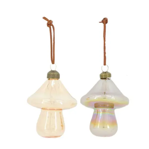 Décoration à suspendre forme champignon en verre teinté - Ø 7 x H 9,5 cm