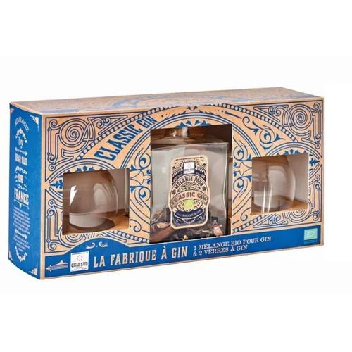 Coffret de préparation pour gin bio avec verres à vin Quai Sud - 40 g