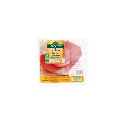 Jambon supérieur blanc 3 tranches Bonneterre - 120 g