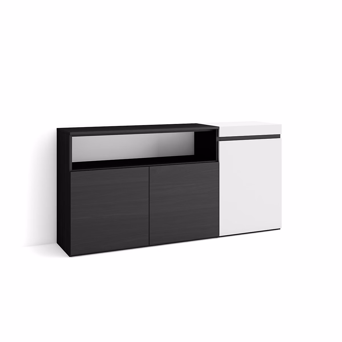 Buffet 150 × 35 × 75cm couleur blanc et noir