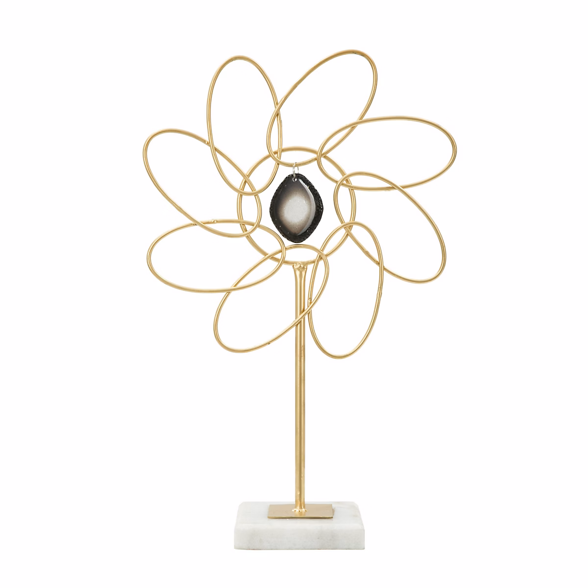 Décoration en métal doré avec base en marbre blanc 24 × 10 × 37 – 5 cm