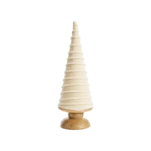 Sapin à poser en bois finition velours beige - Ø 10 x H 31 cm