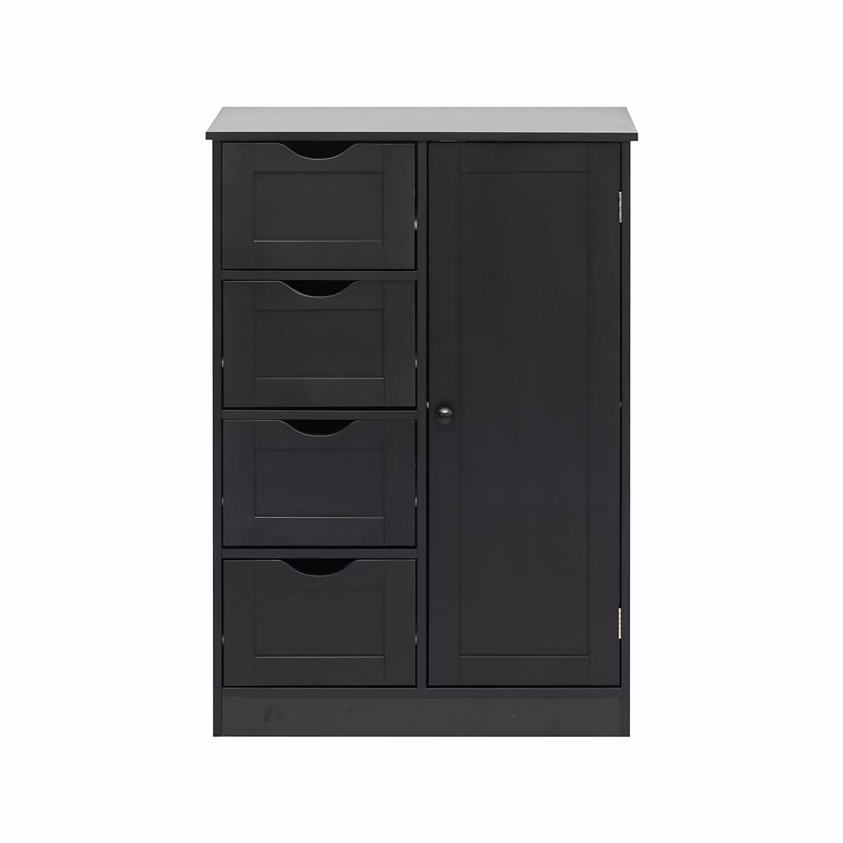 Meuble de salle de bains – Armoire de Salle de Bains 4 Tiroirs 1 Porte en MDF Noir Rebecca Mobili