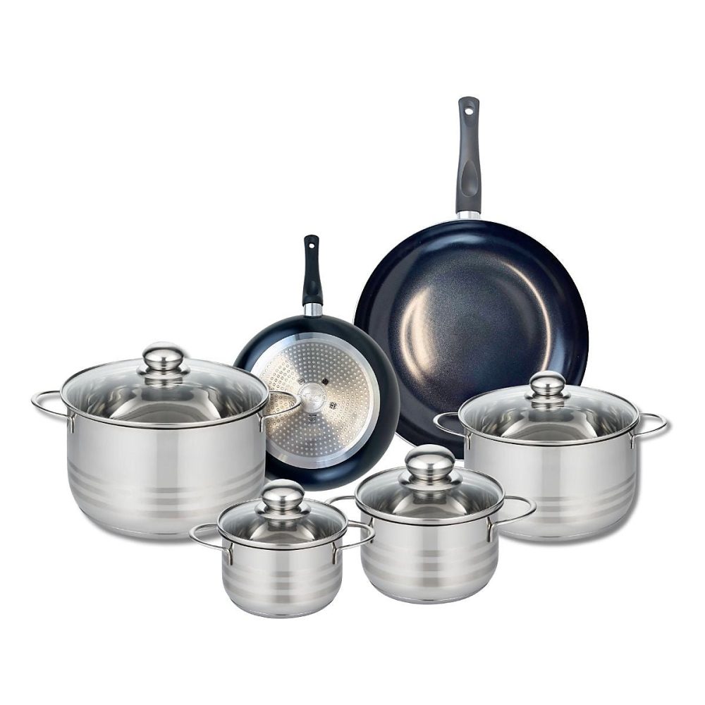 Ensemble de 2 Poêles de cuisson 20 et 28 cm et 5 faitouts 12 – 14, 16, 20 et 24 cm Elo Prima Brillant