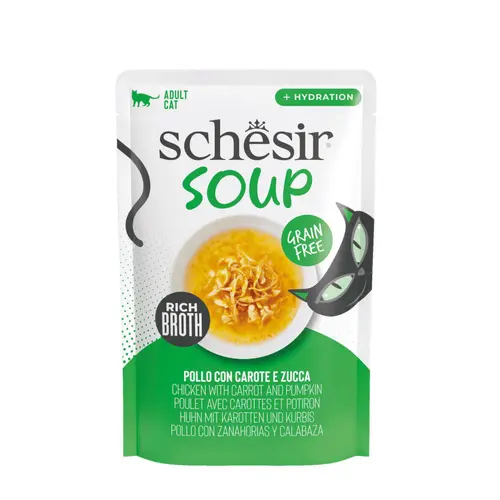 Alimentation humide soupe pour chat poulet citrouille Schesir - 40 g