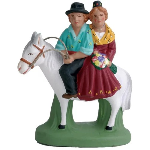 Santon pour crèche Vincent et Mireille rouge - 7 cm
