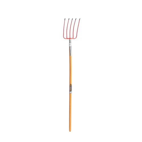 Fourche à compost rouge en acier et bois 163 cm