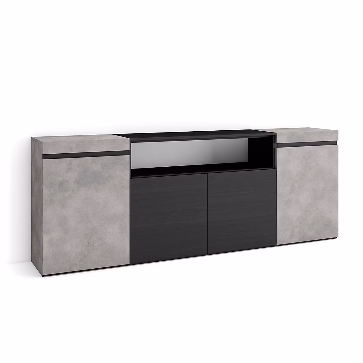 Buffet 200 × 35 × 75cm meuble à chaussures couleur gris ciment