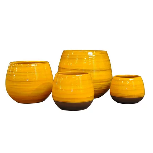 Pot Cancale Ibiza Sunshine en terre cuite émaillée H 27 x Ø 25 cm