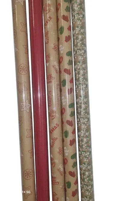 Papier cadeau multicolore kraft décoré en rouleau - 70 cm x 2 m