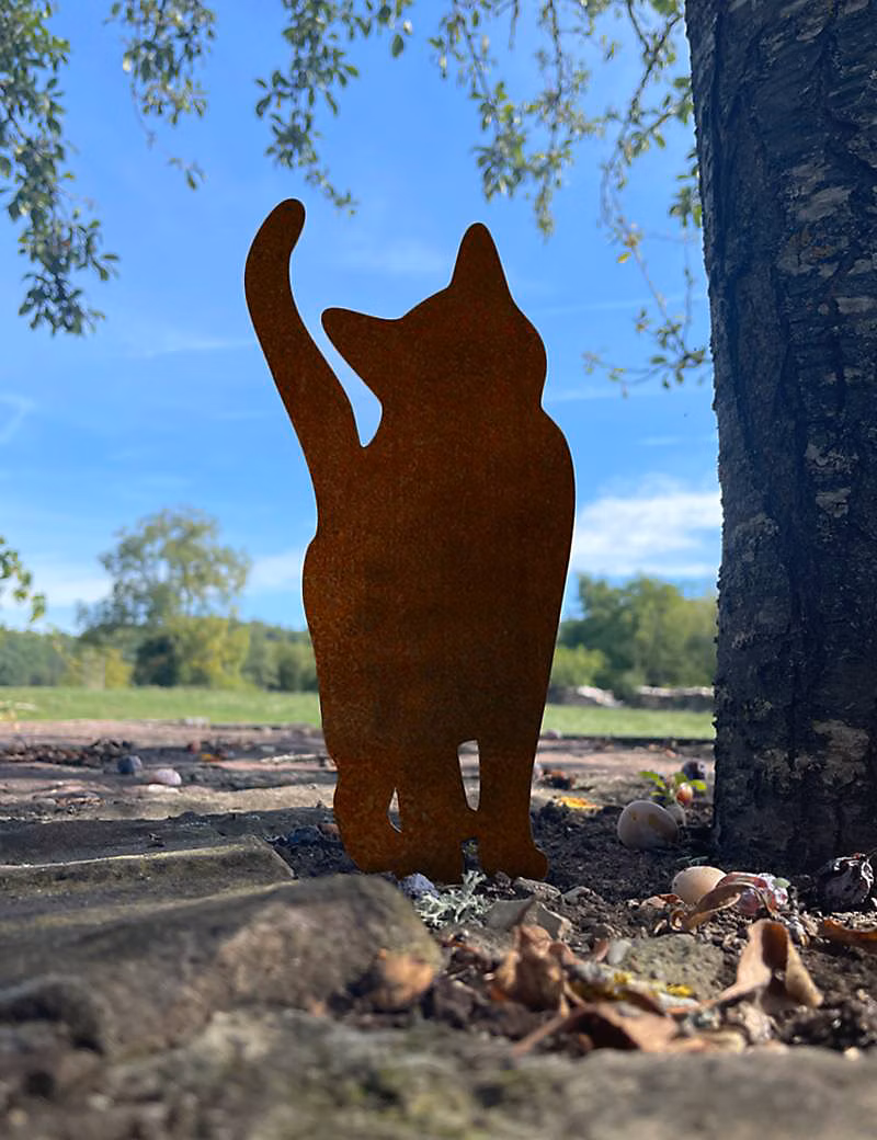 Chat Debout Métal Acier Corten Brut 38cm – madecoupesurmesure