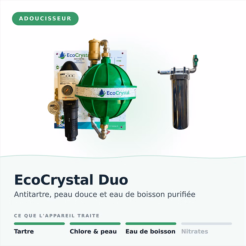 EcoCrystal Duo – l'adoucisseur d'eau sans sel