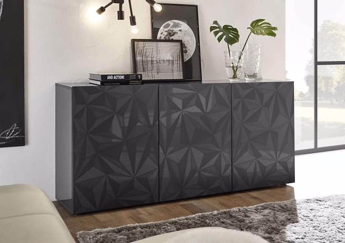 Buffet LUTHER Anthracite 3 portes 181 × 84 × 42 cm