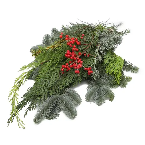 Bouquet de conifères mix avec ilex coloris vert - 5 tiges