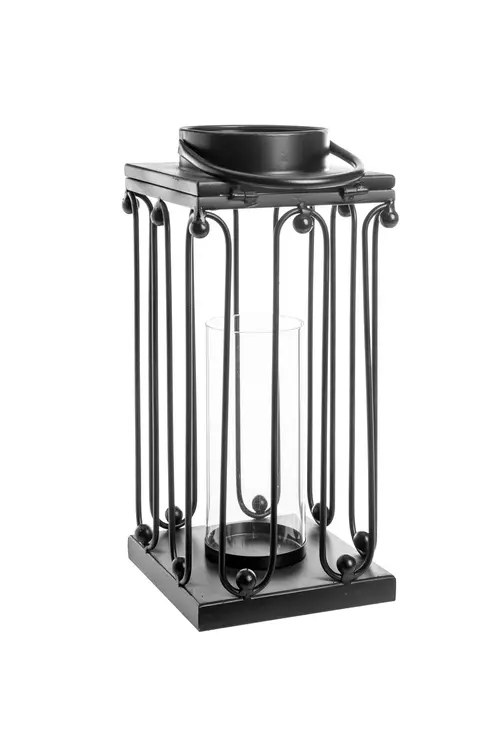 Lanterne en métal arabesques coloris noir grand modèle