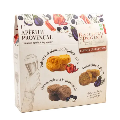 Coffret dégustation l'apérif sablés provençal bio Biscuiterie de Provence - 180 g