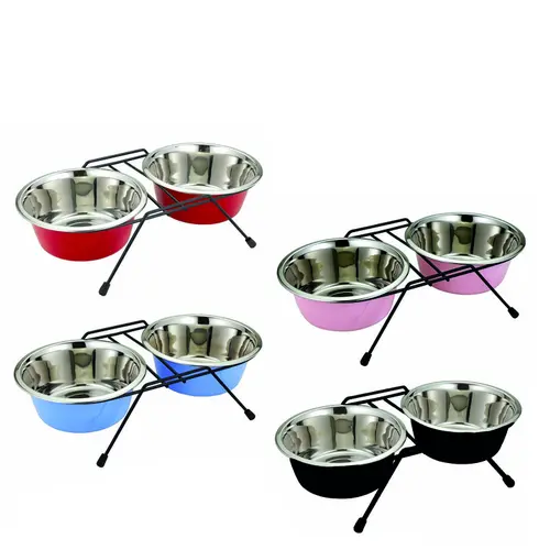 Gamelle double pour chien - 2 x 1 890 ml