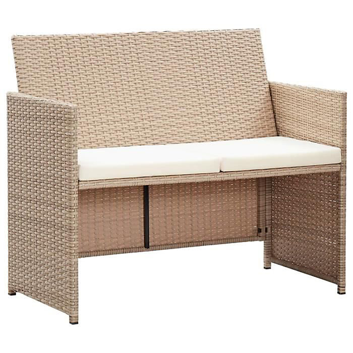 Canapé de jardin 2 places beige en résine tressée – VidaXL