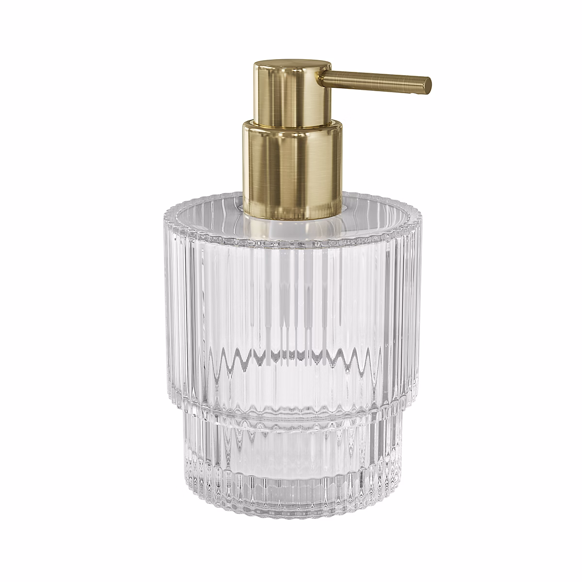 Distributeur de savon doré et verre transparent Ø8 x H.14 cm – GoodHome Cavalla