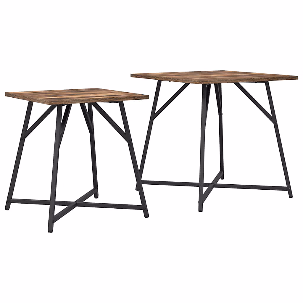 Ensemble de tables d'appoint 2 pc Chêne fumé et noir vidaXL | Table