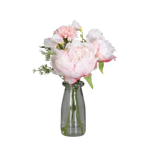 Bouquet de fleurs vase illusion d'eau - 32 cm