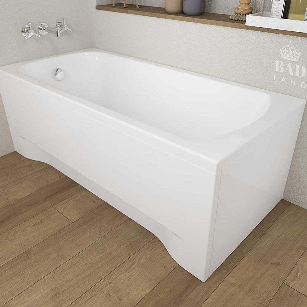 Baignoire rectangulaire 120 x 70 CLASSIC acrylique blanc + avec Tablier + Pieds + Vidage à chromé | Baignoire