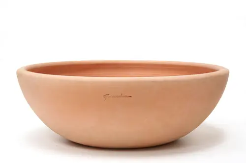 Coupe basse coloris rose en terre cuite - Ø 70 x 24 cm