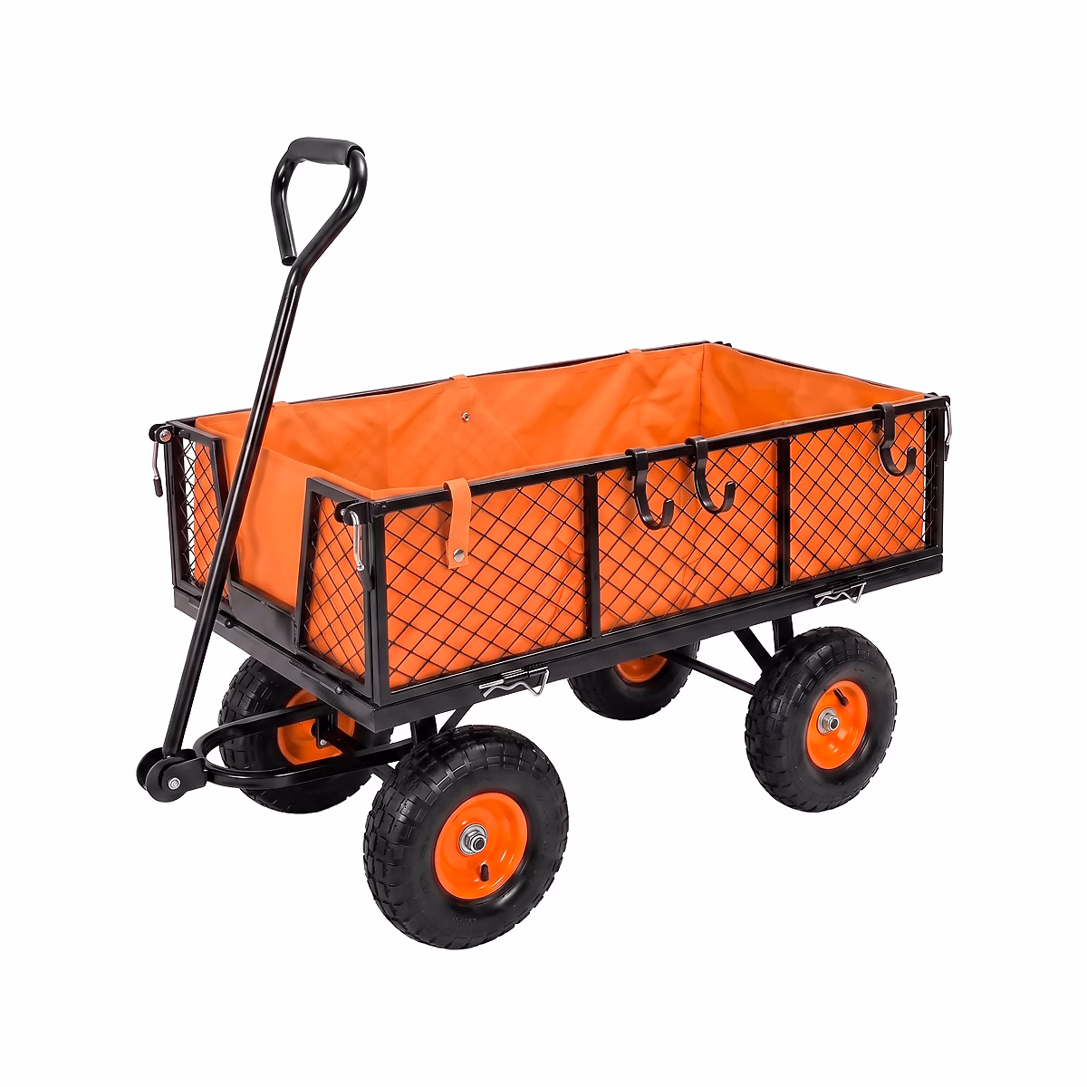 Chariot remorque de jardin Boudech 350 kg cadre métal noir PVC 600D orange – Réf. YDPNNPJGO5099478486