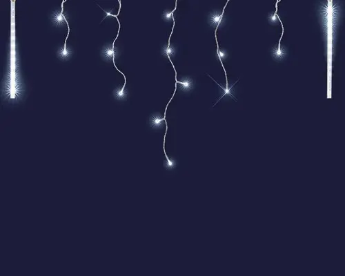Stalactite lumineuse gouttes de glace connectable x3 à 141 LED blanc pur + flash sur câble argent - L 3 m x H 0,5 m