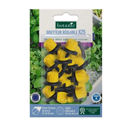25 goutteurs réglables pour tuyau Ø 4/6 mm et 13/16 mm botanic® - Arrosage goutte à goutte
