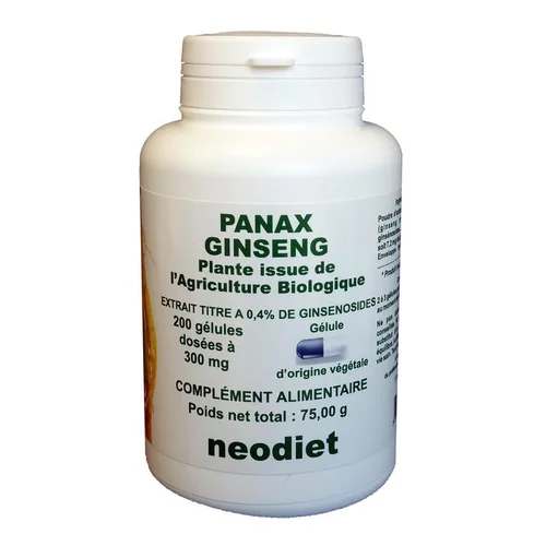Gélules de panax ginseng bio en boite de 200 unités